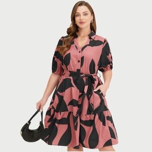 BloomChic Pink and Black Patterned Dress